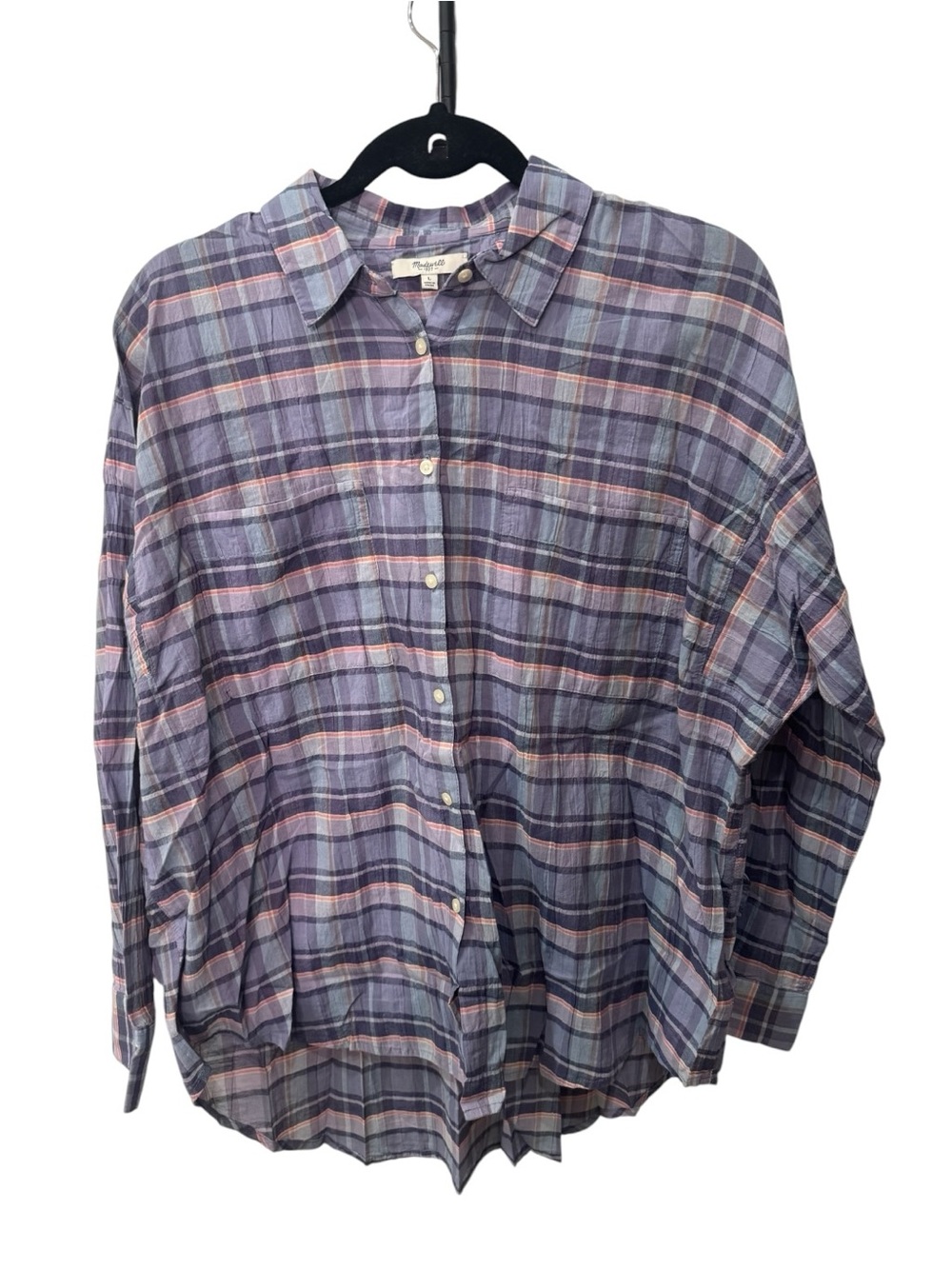Madewell Shrunken Trapeze Shirt in the "Oakbrook Plaid" women’s size L